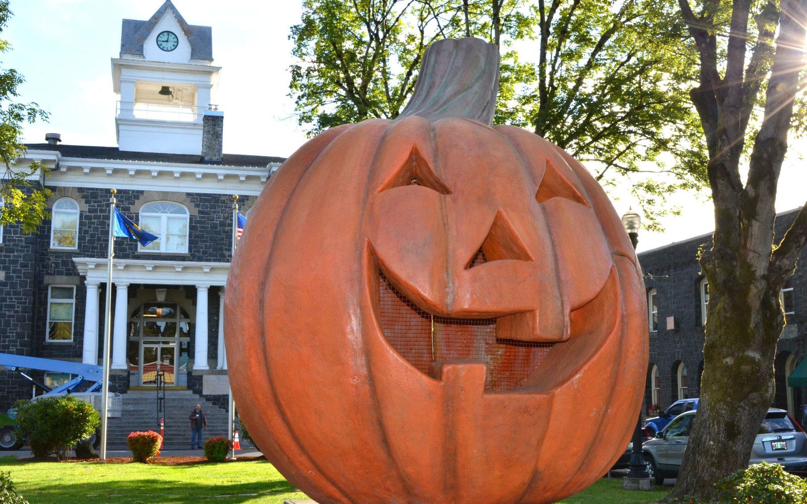 Spirit of Halloweentown pumpkin display 
