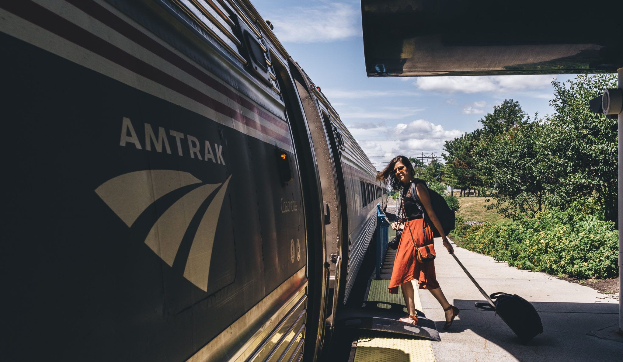 Girl traveling in an Amtrak Auto Train
