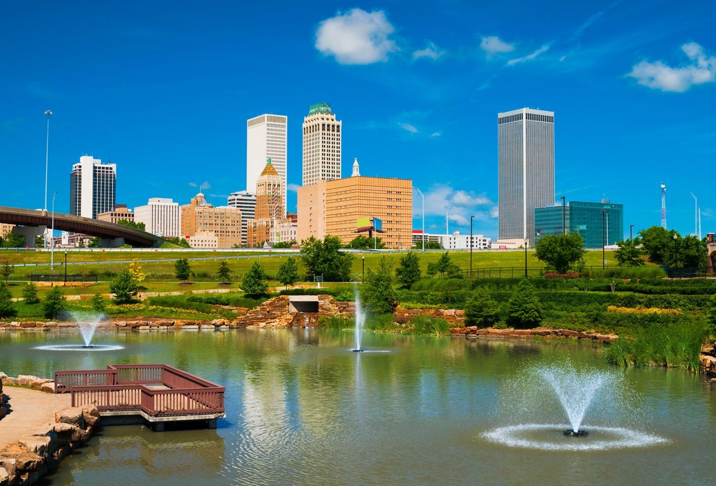 Scenic View of the Tulsa Cityscape Along Route 66 in Oklahoma, USA