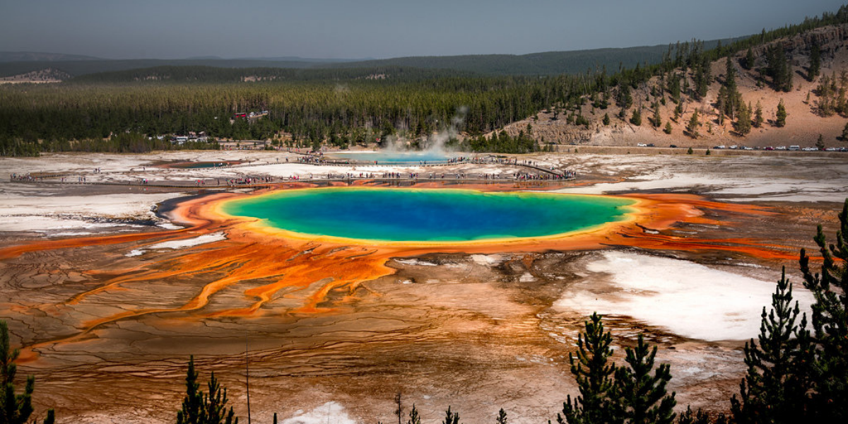 Grand Prismatic Spring in Yellowstone National Park, the largest hot spring in the U.S.