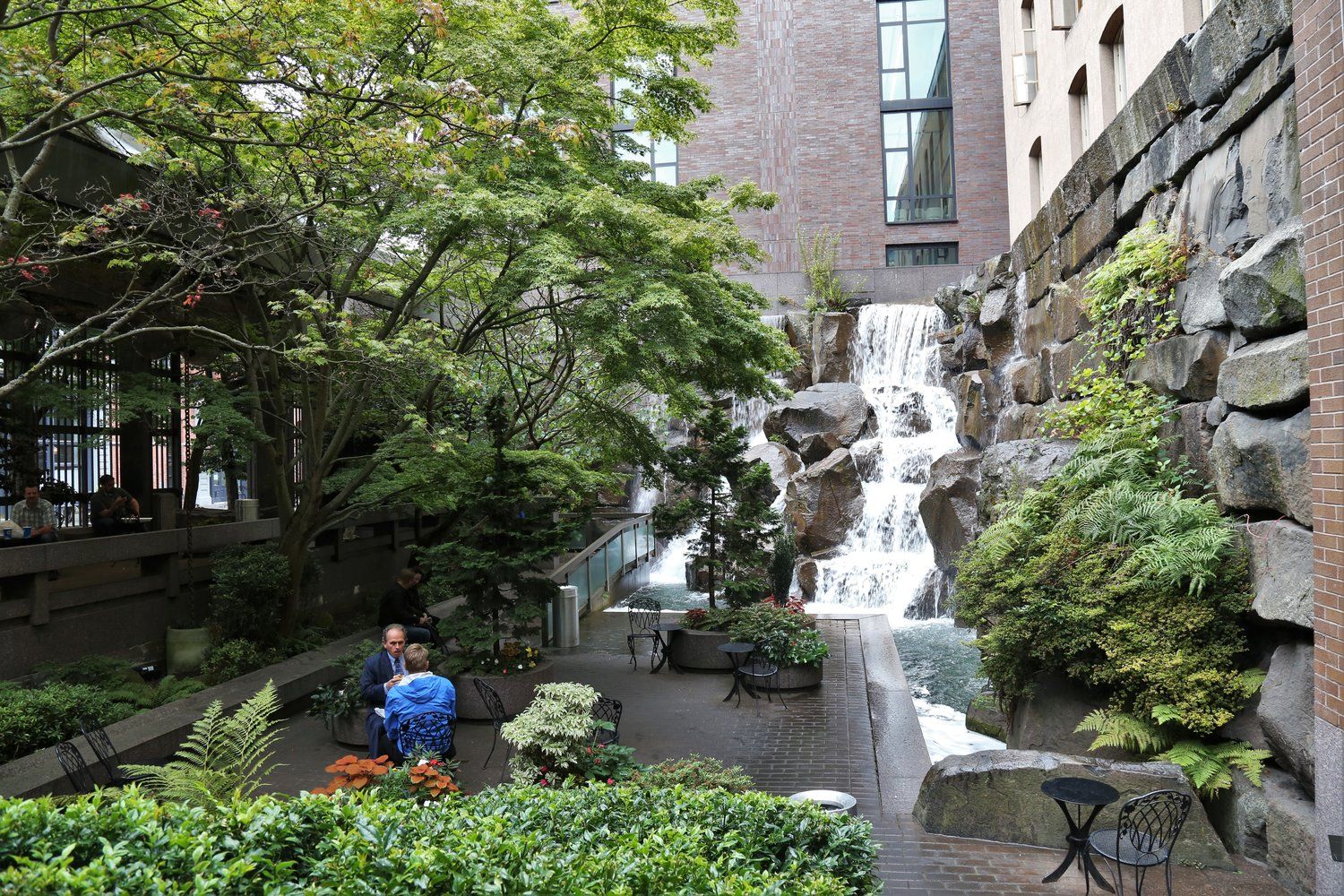 Waterfall Garden Park in Pioneer Square, Seattle, Washington