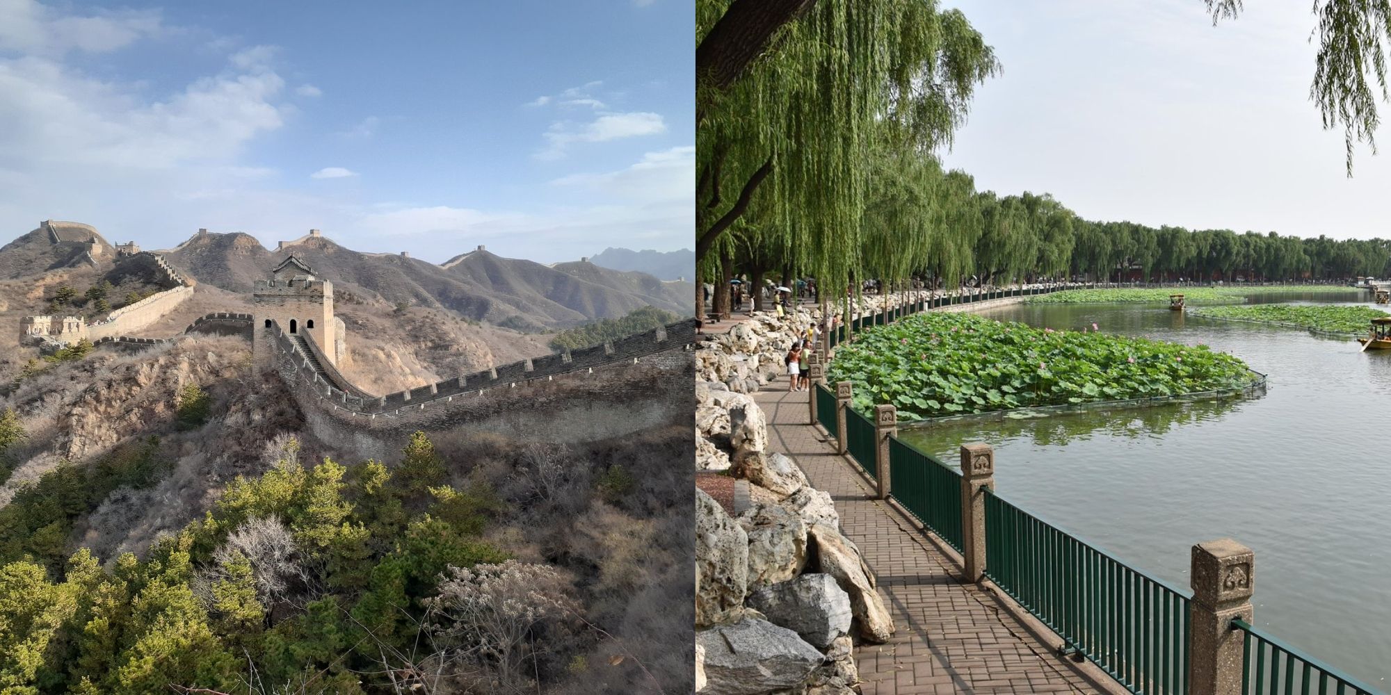 great wall of china and beihai park in beijing 