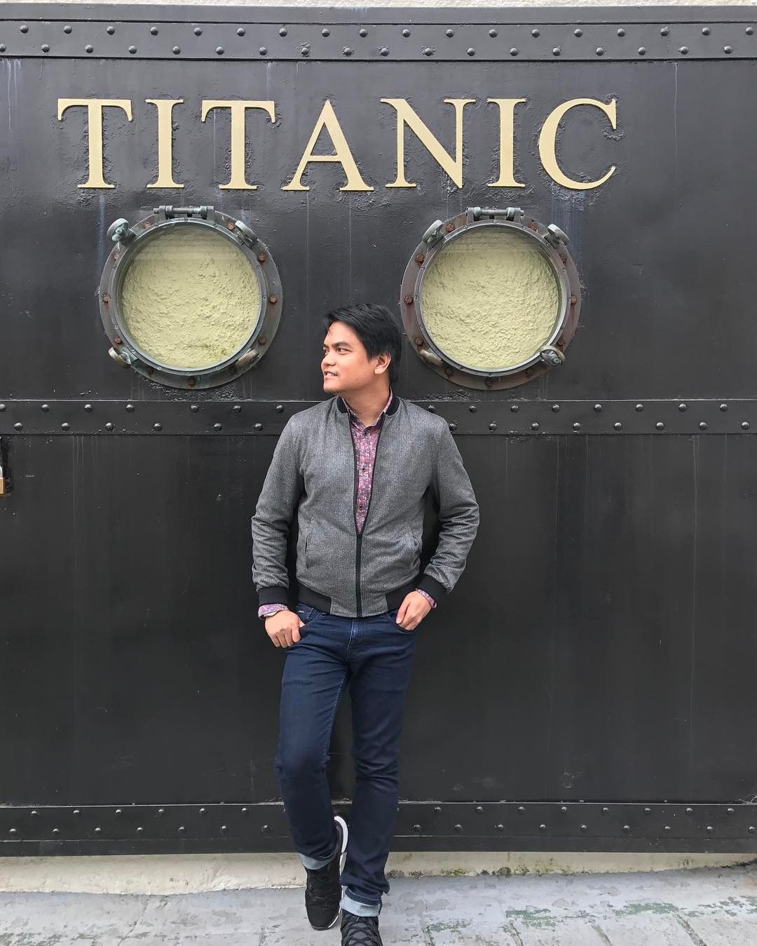 Man standing the Titanic museum in Ireland