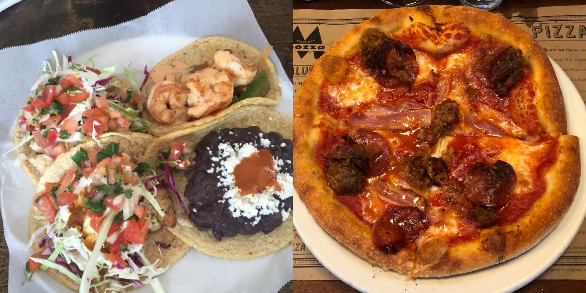 tacos and pizza