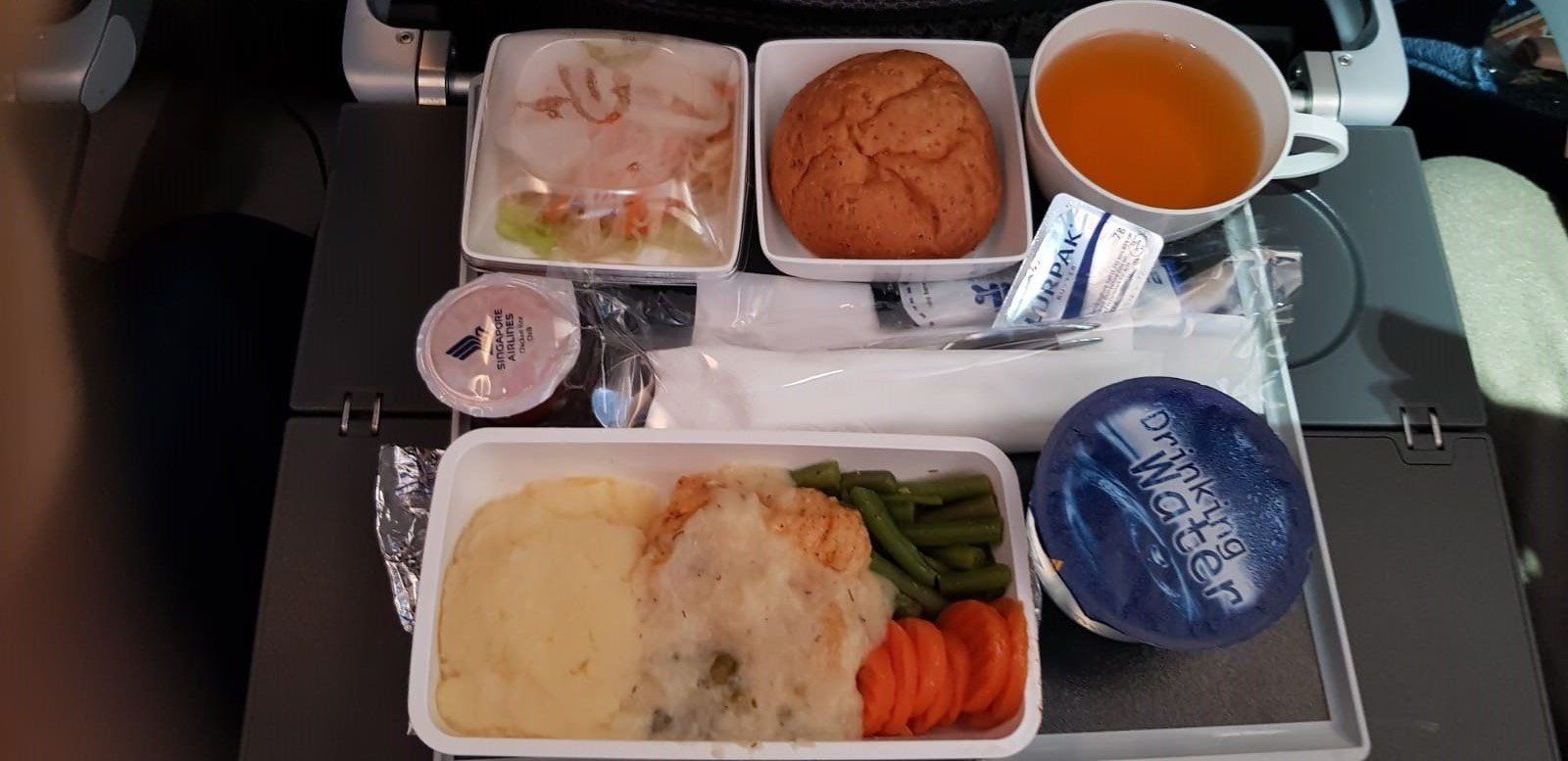 tray of airplane food posted by disappointed passenger flying first class