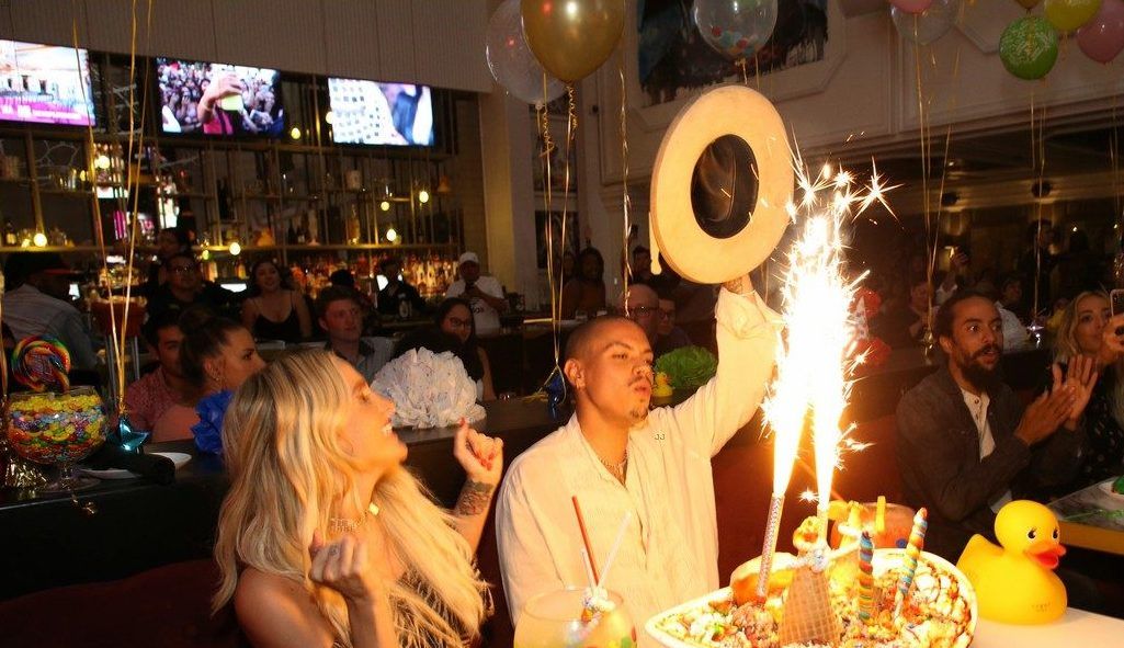 Ashlee Simpson and Ross Simpson celebrating his birthday