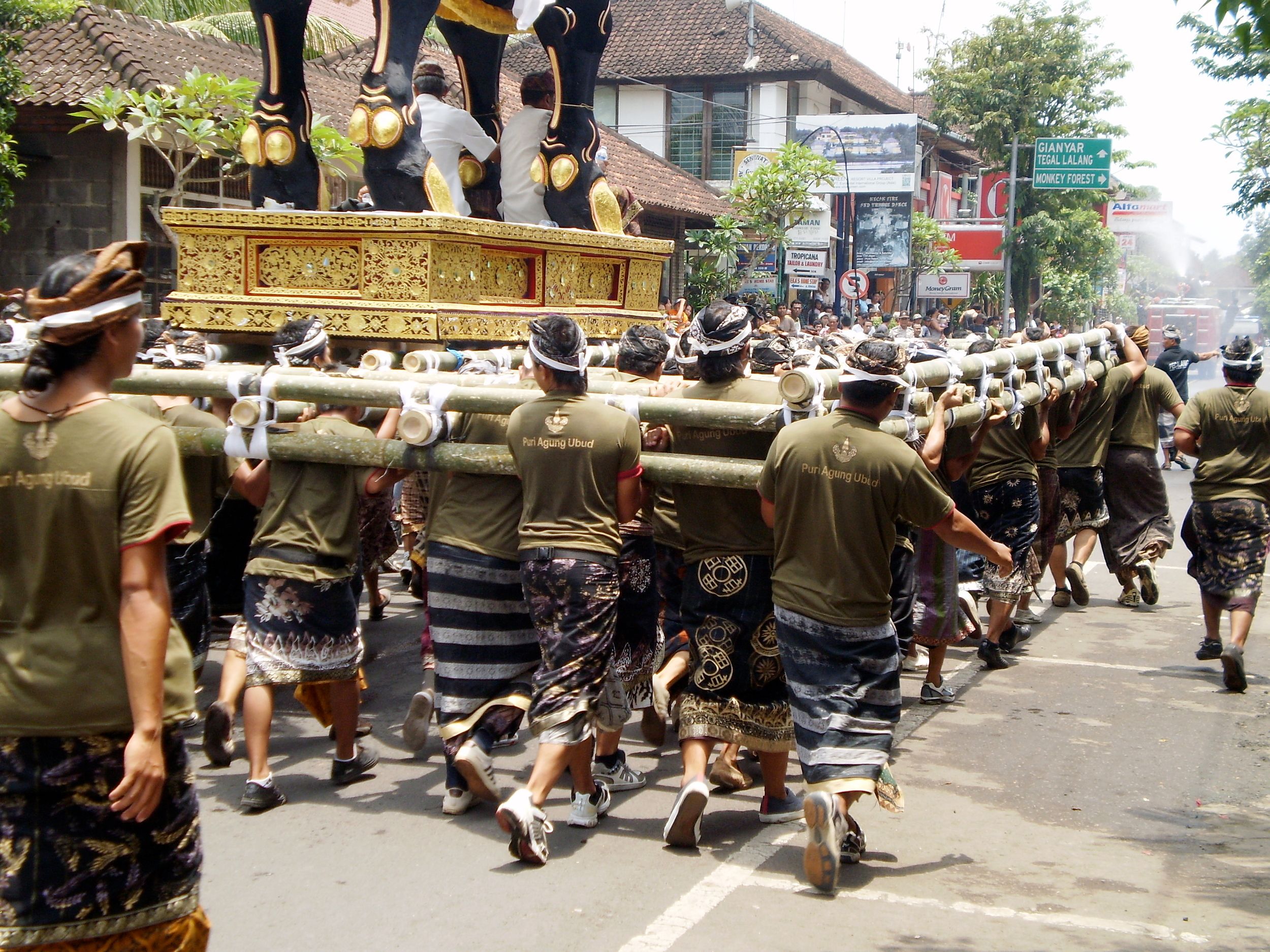 a group cremation ceremony takes place in bali
