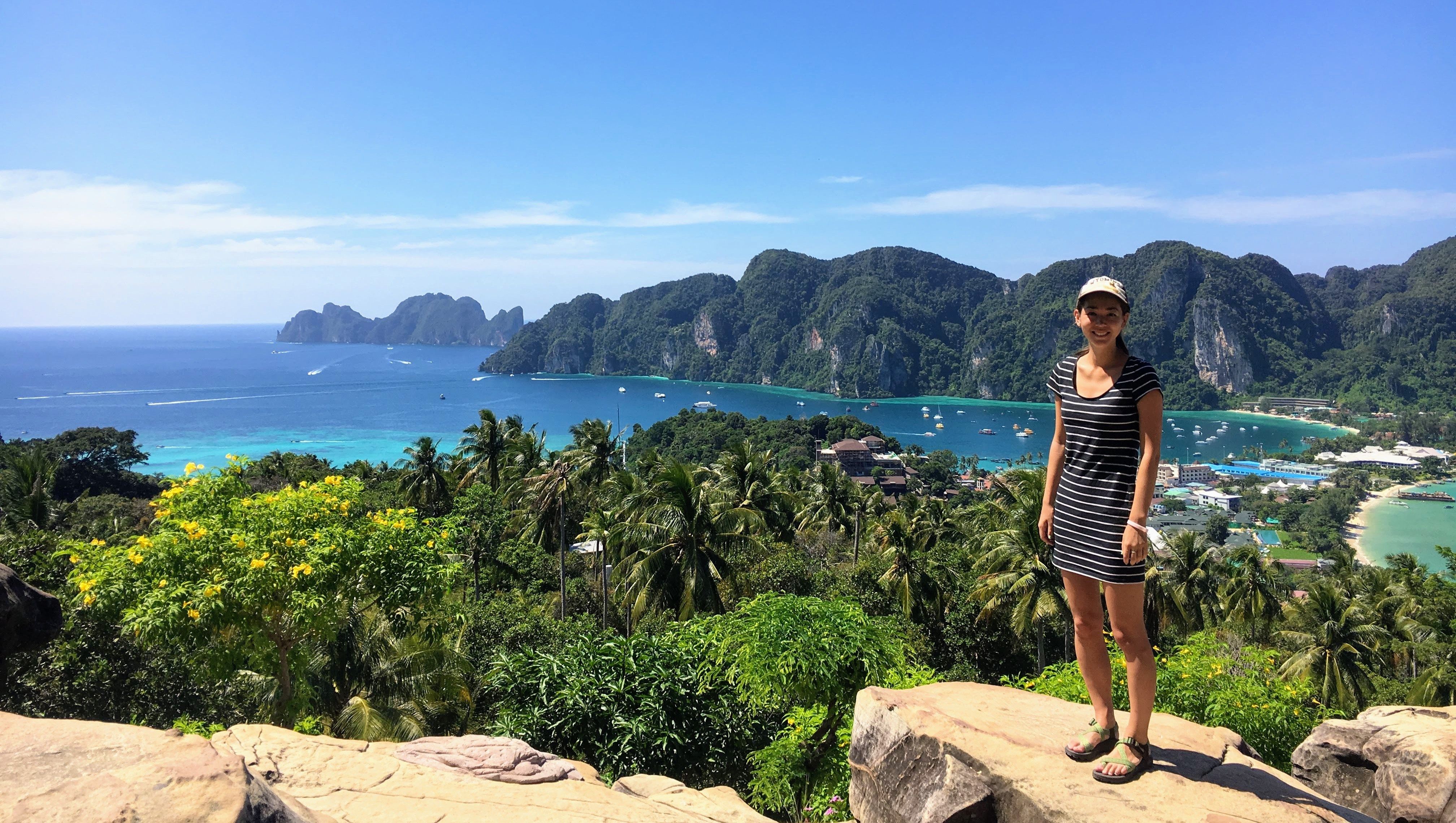 Woman looking out over Koh Phi Phi coast