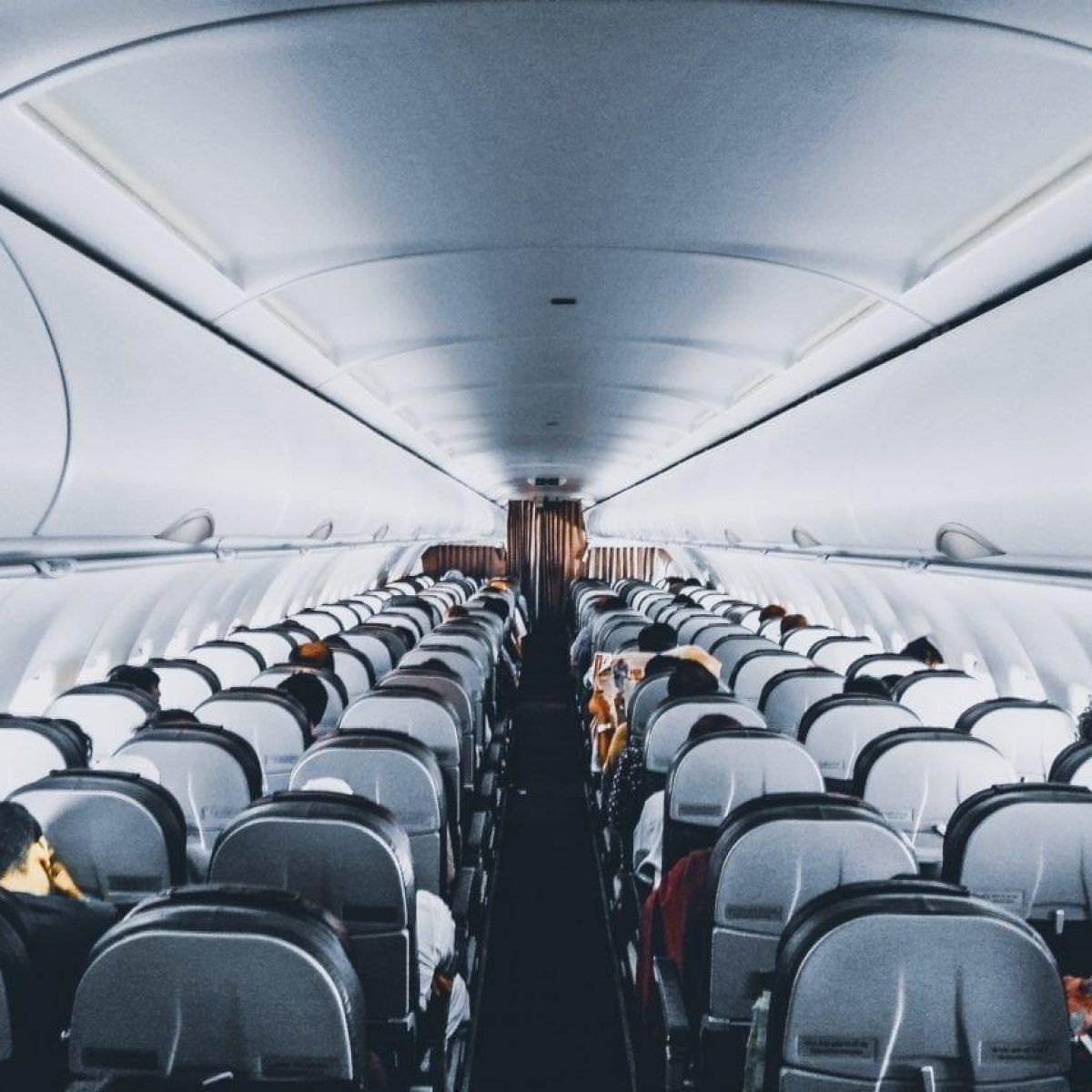 A plane with many open seats