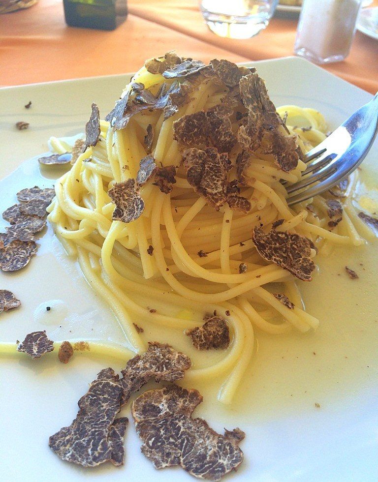 black truffle pasta is a delicacy in tuscany, italy