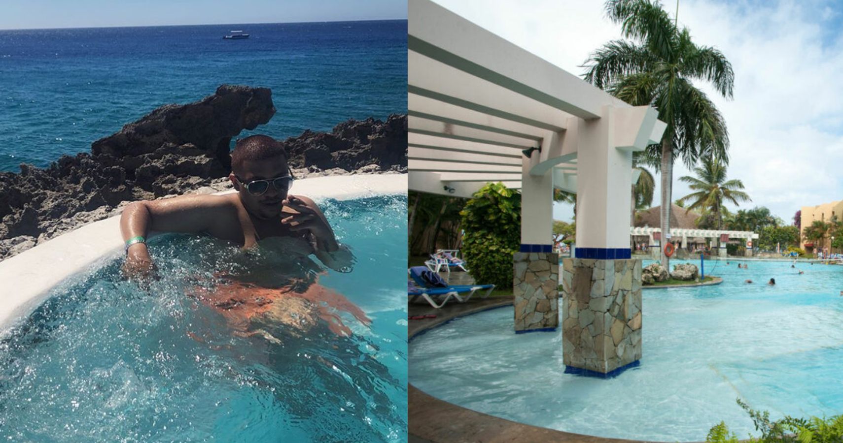 Man in jacuzzi on reef and pool at Casa Marina Dominican Republic