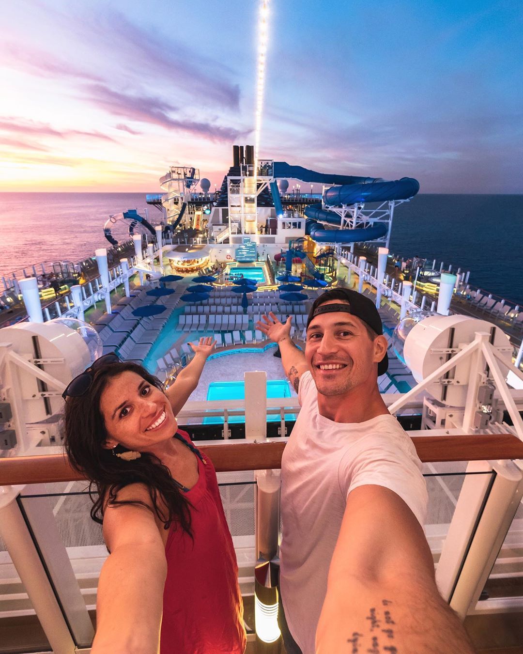 Two people having a great time on a cruise