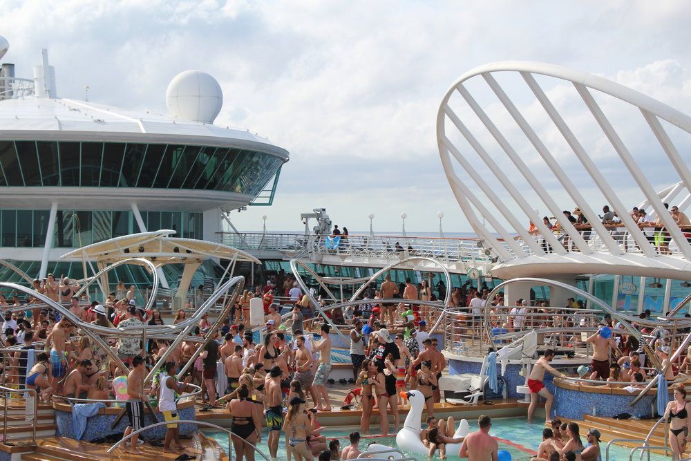 Crowd of people enjoying a cruise deck