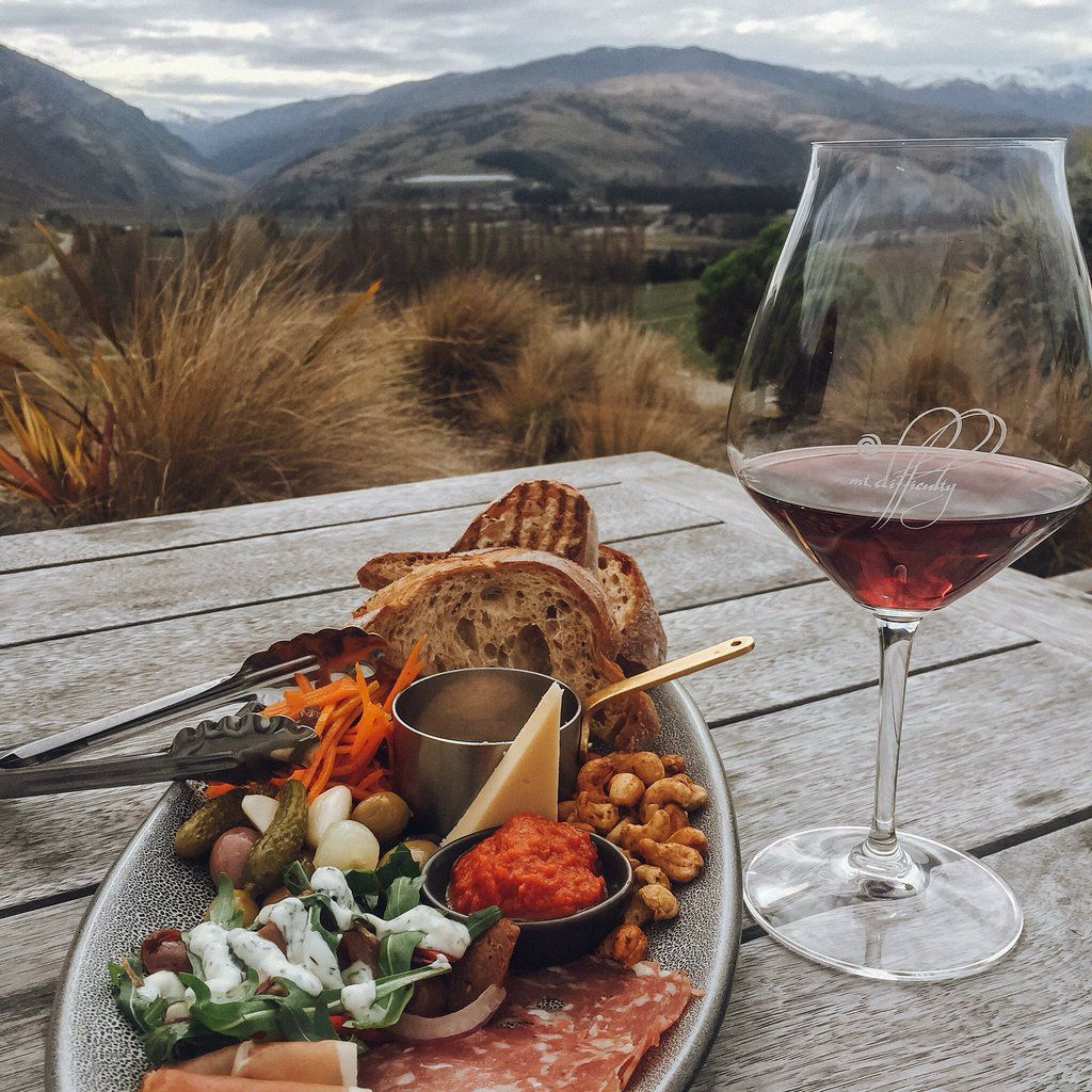 wine and food at winery new zealand