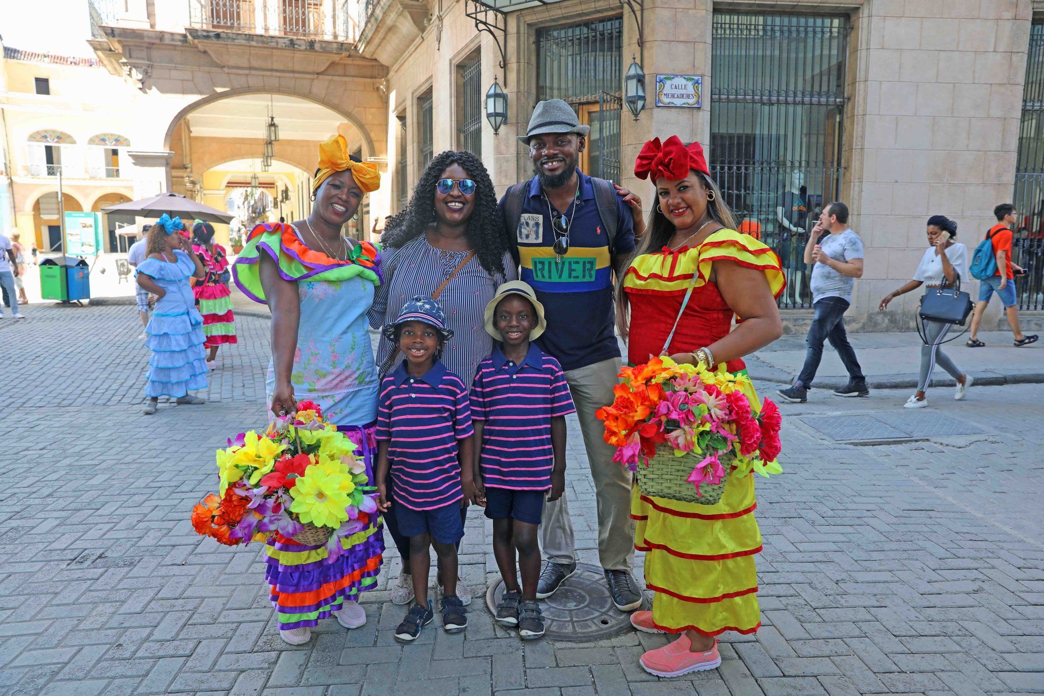 Family of tourists in Cuba