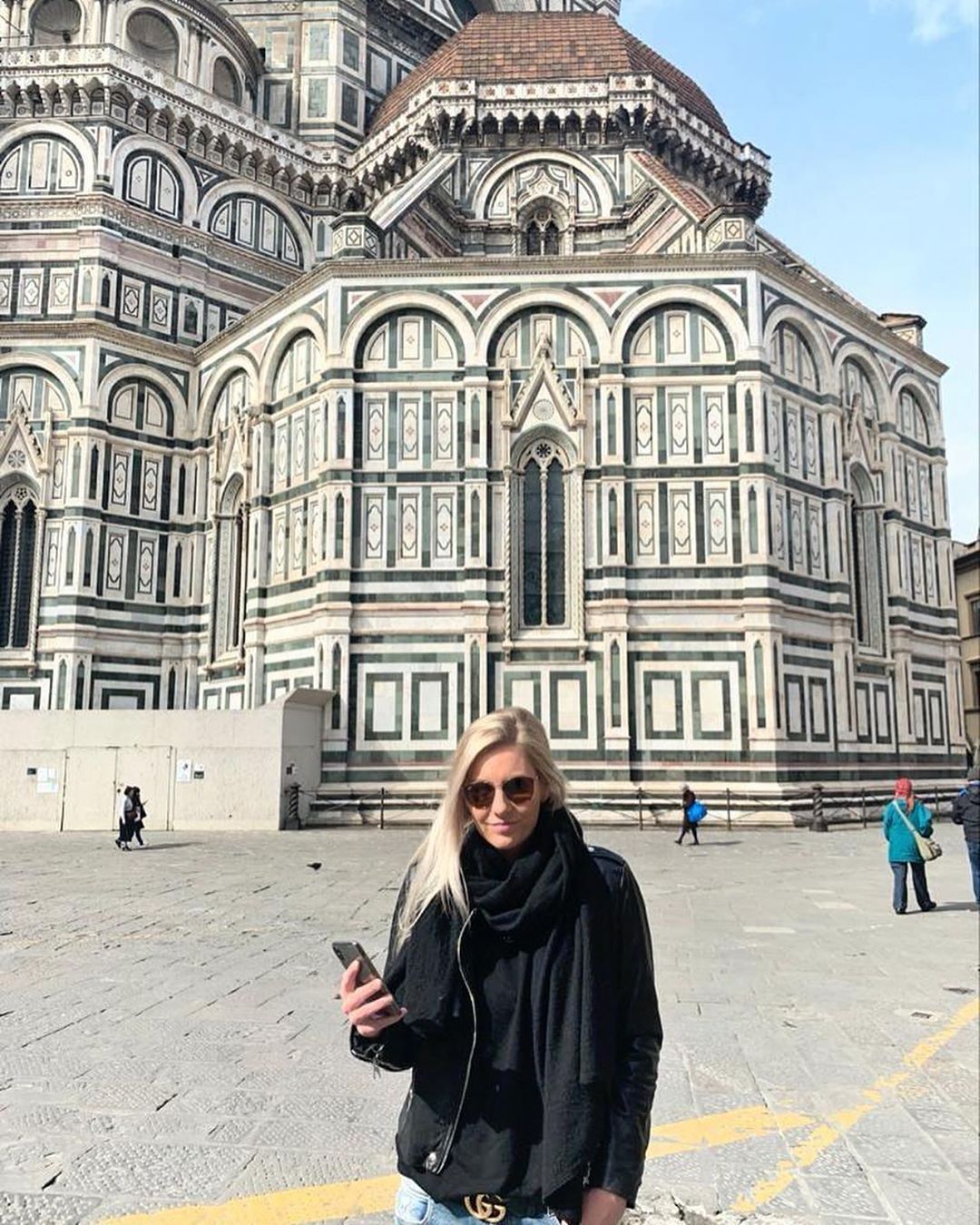tourist at building in florence italy
