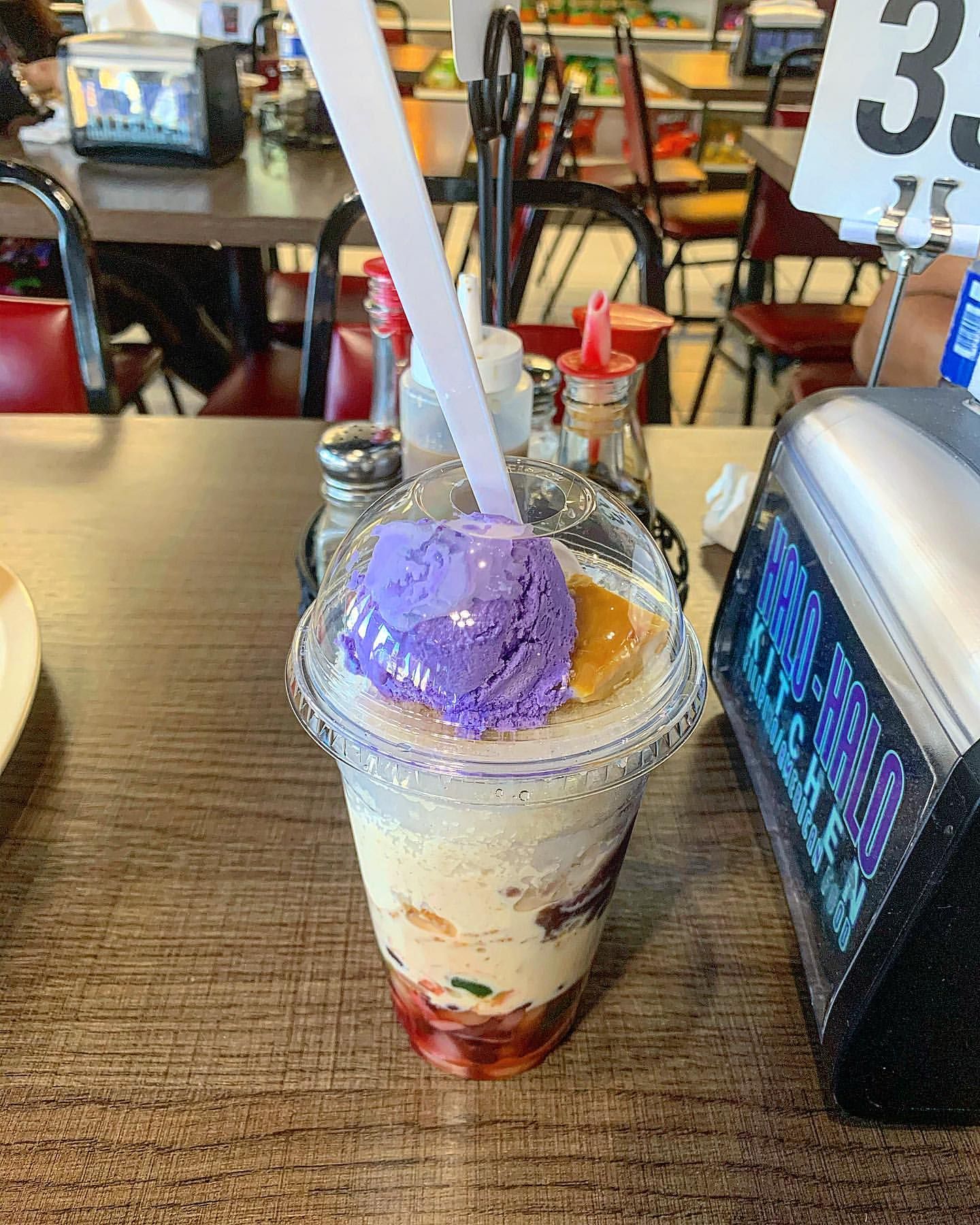 Halo halo on a table in a restaurant