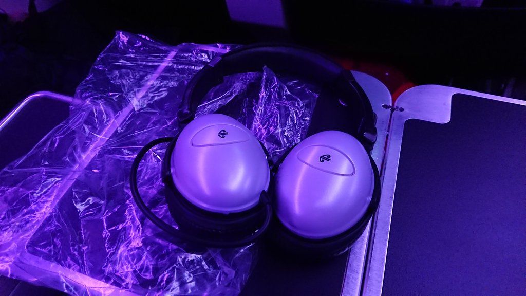 Headphones on an airplane