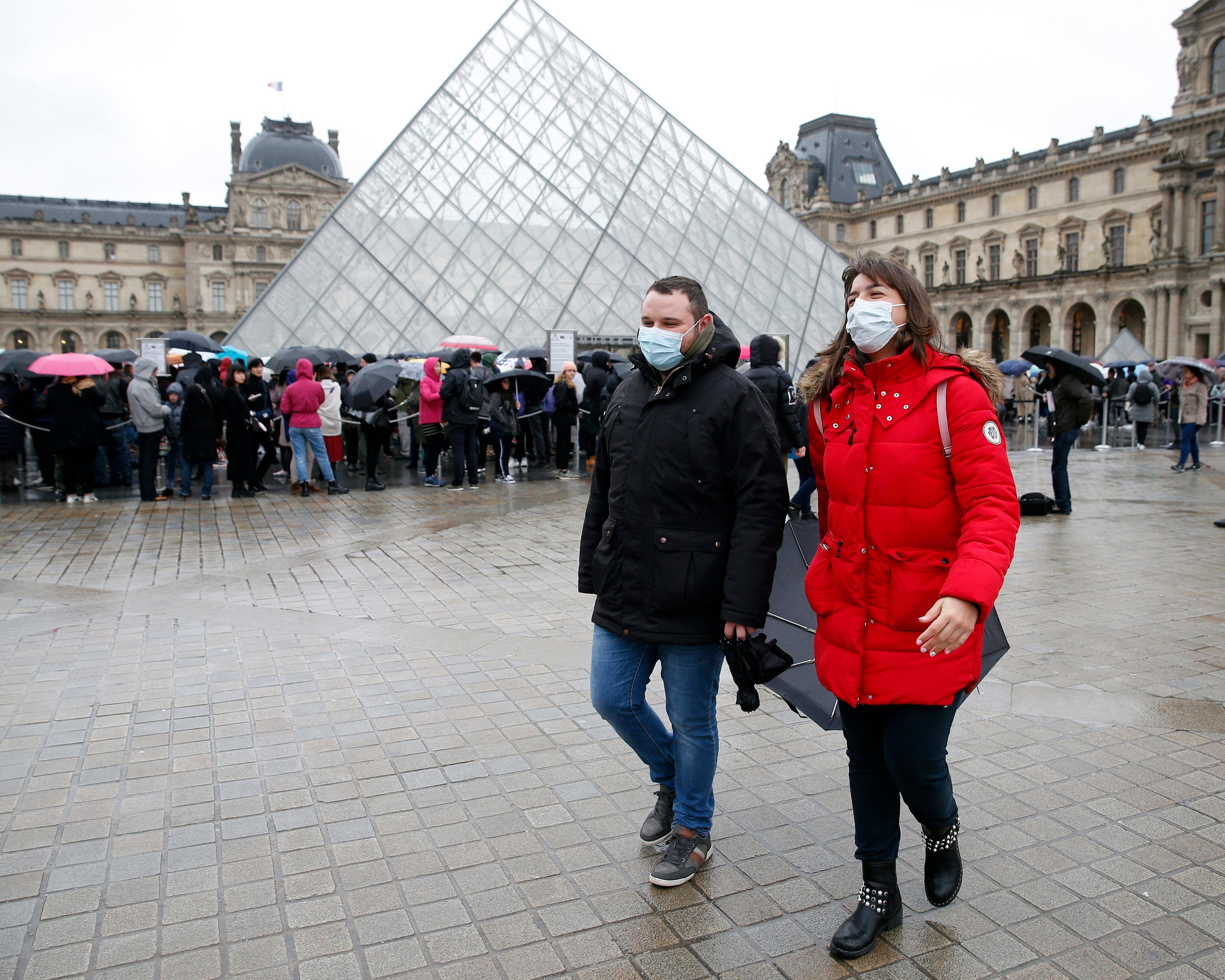 Tourists still flock to The Louvre amidst Coronavirus outbreak.