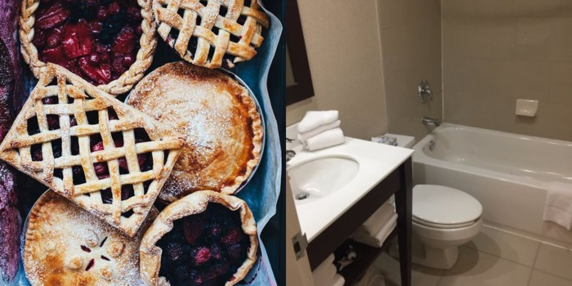 pies and hotel bathroom
