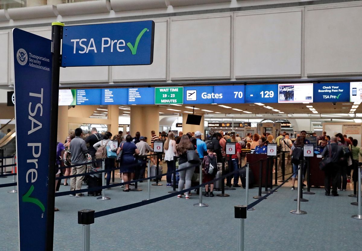Pre check security lines at the airport