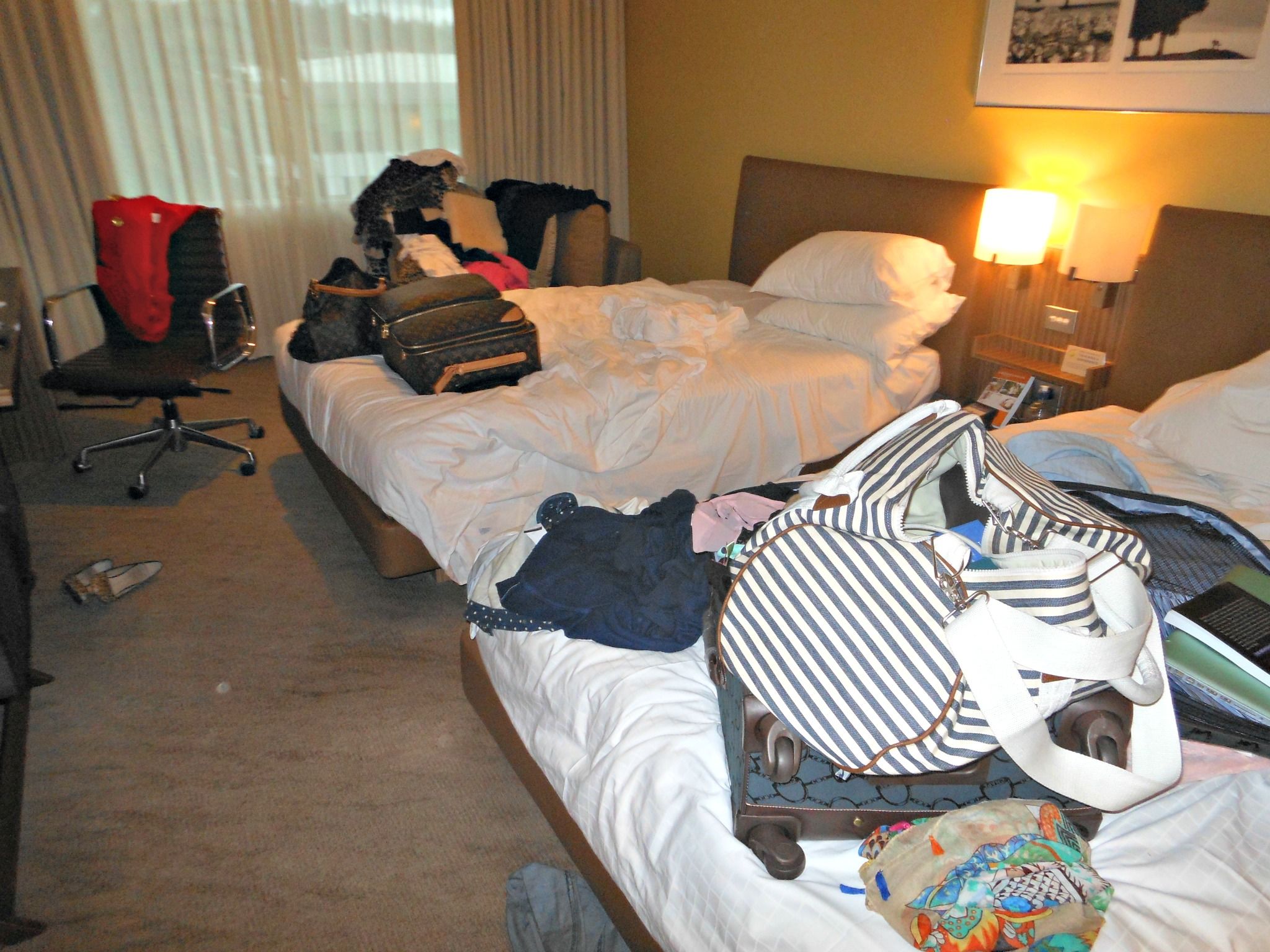 mess in a hotel room