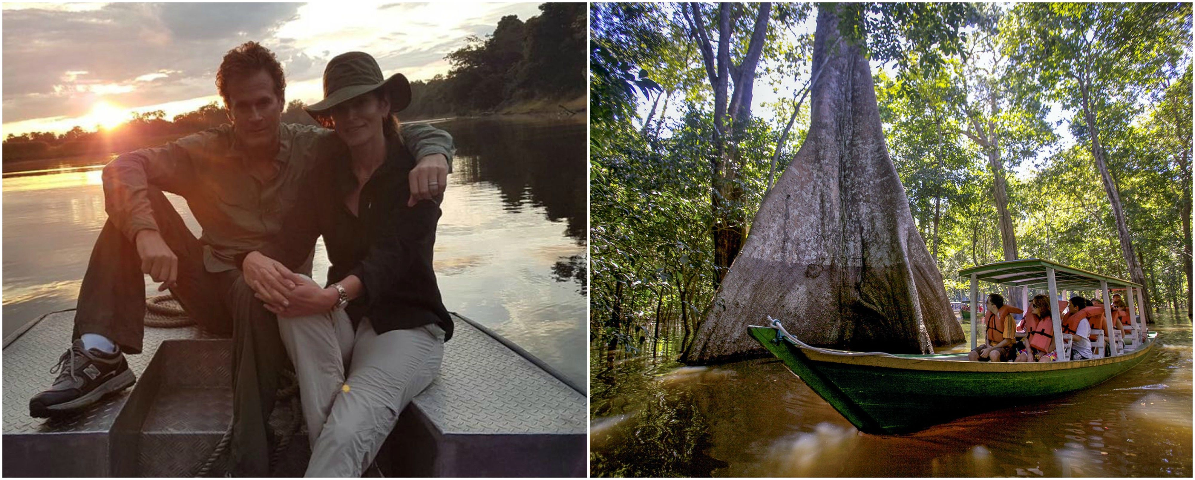 Cindy Crawford and Rande Gerber on river cruise on the Amazon