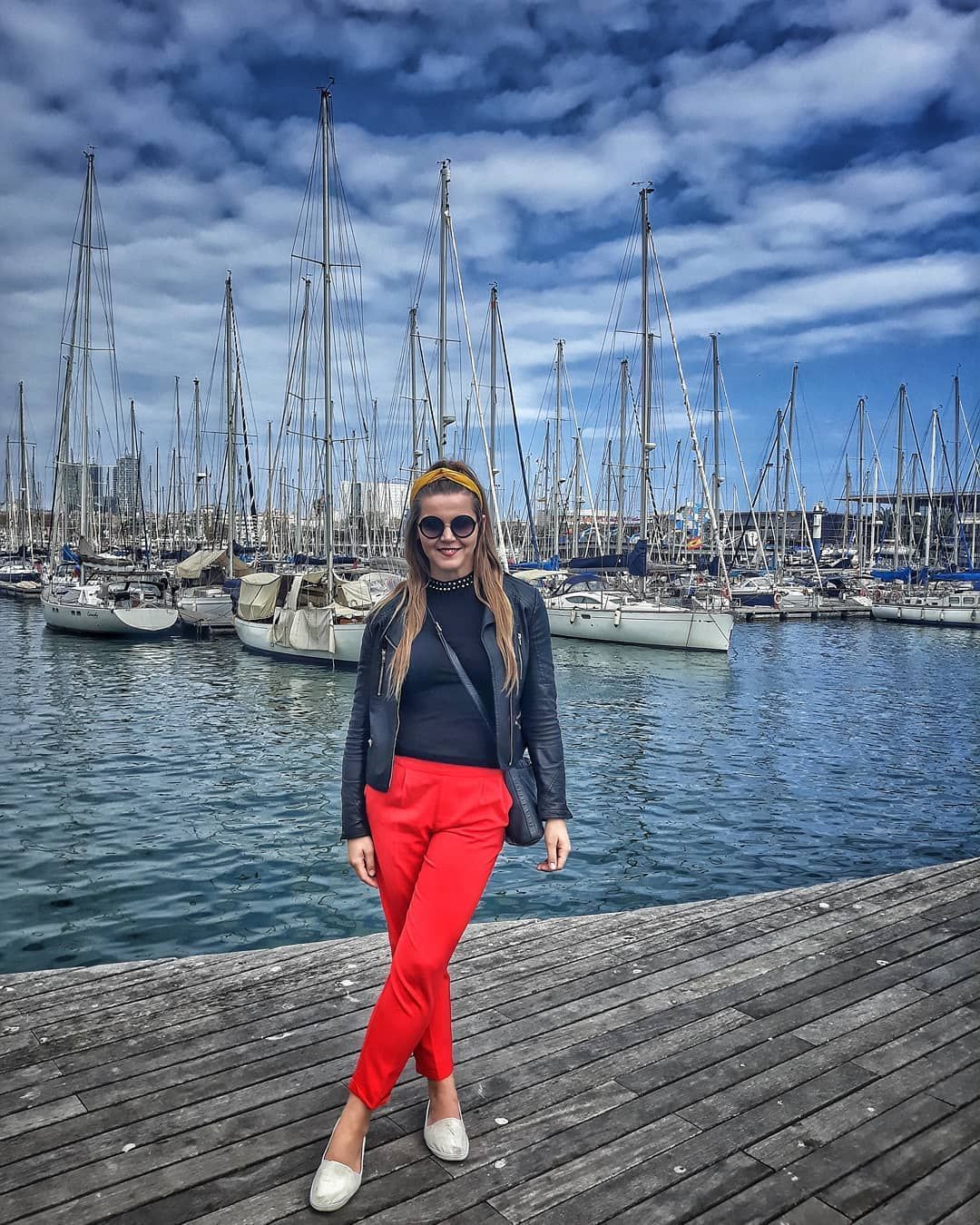 Girl standing at the Barcelona Port