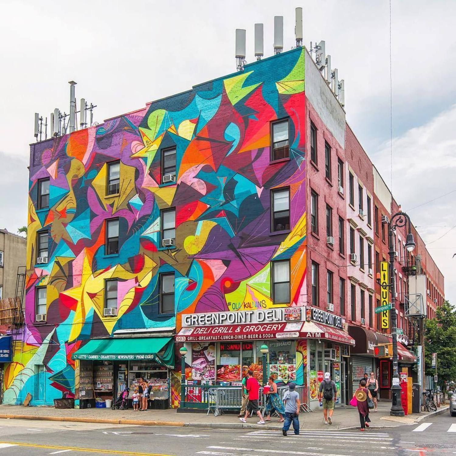Colourful mural outside of Greenpoint Deli Brooklyn