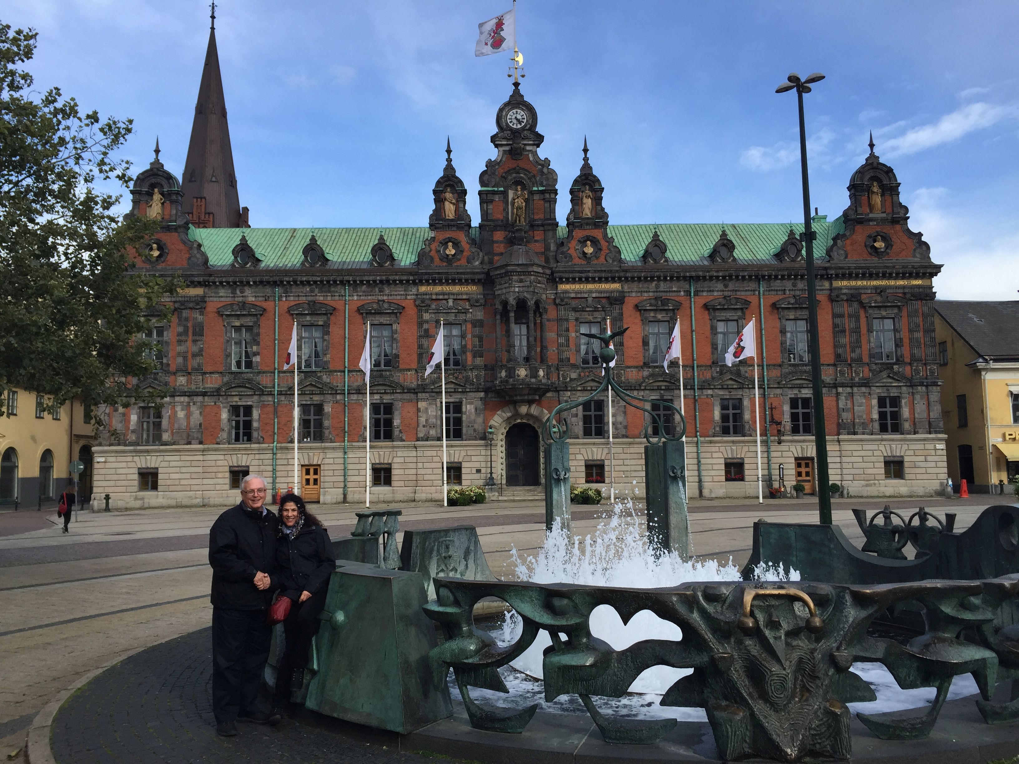 Couple Posing In Front Of Malmo Building