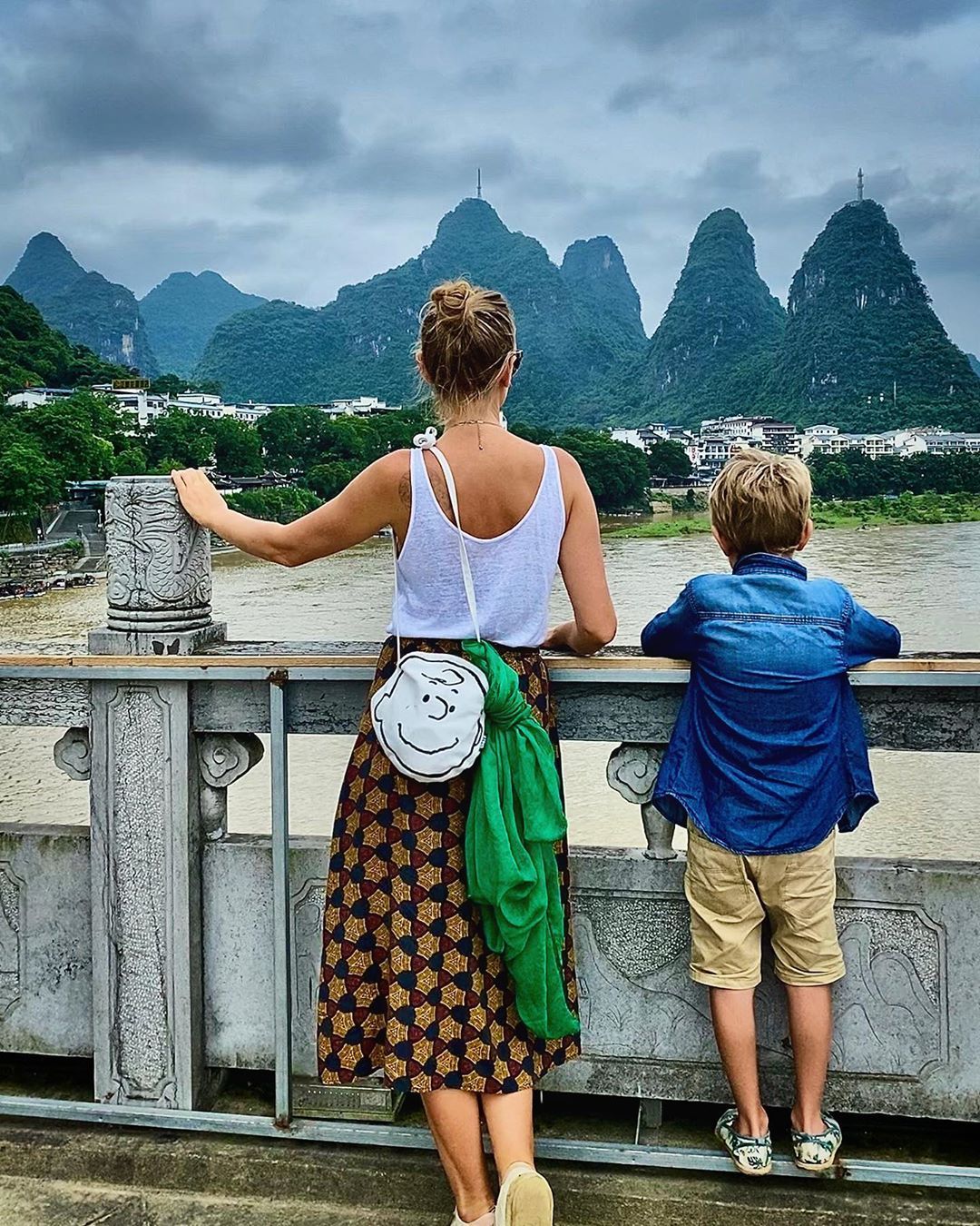 Mother and her son in China