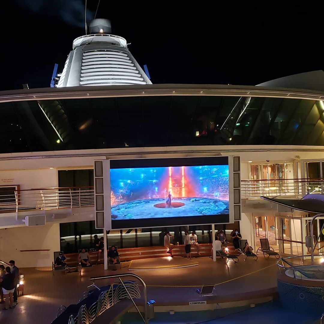 Movie screen on a cruise