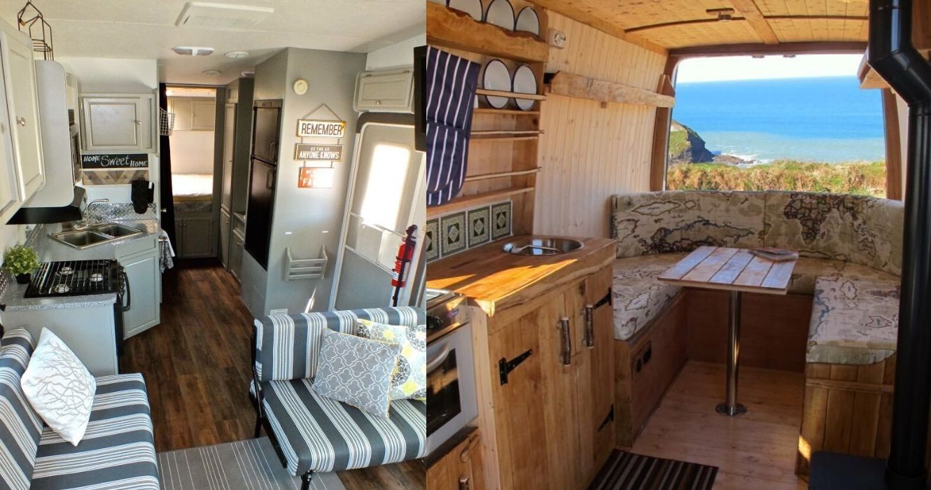 the interior of a motorhome