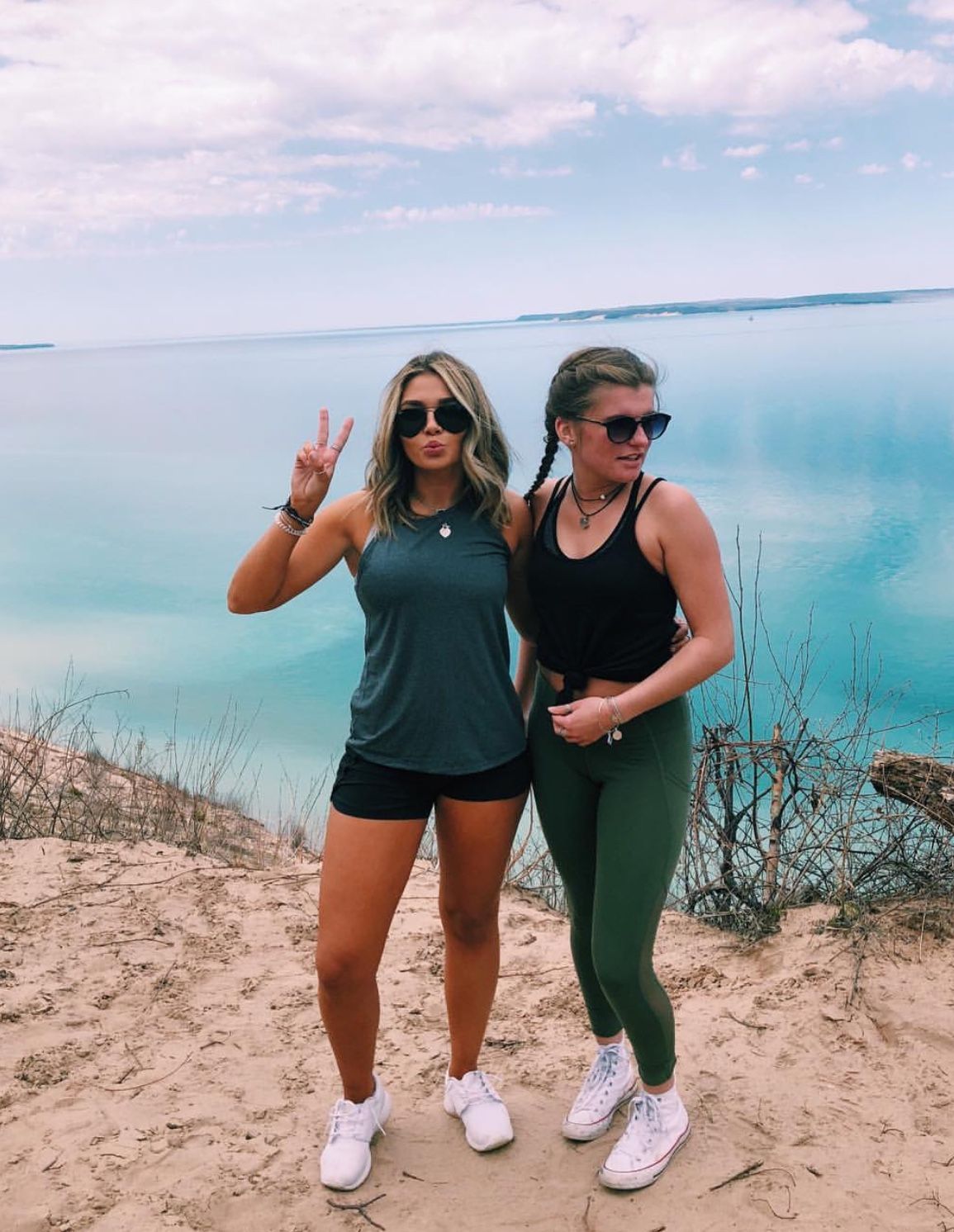 two girls hiking