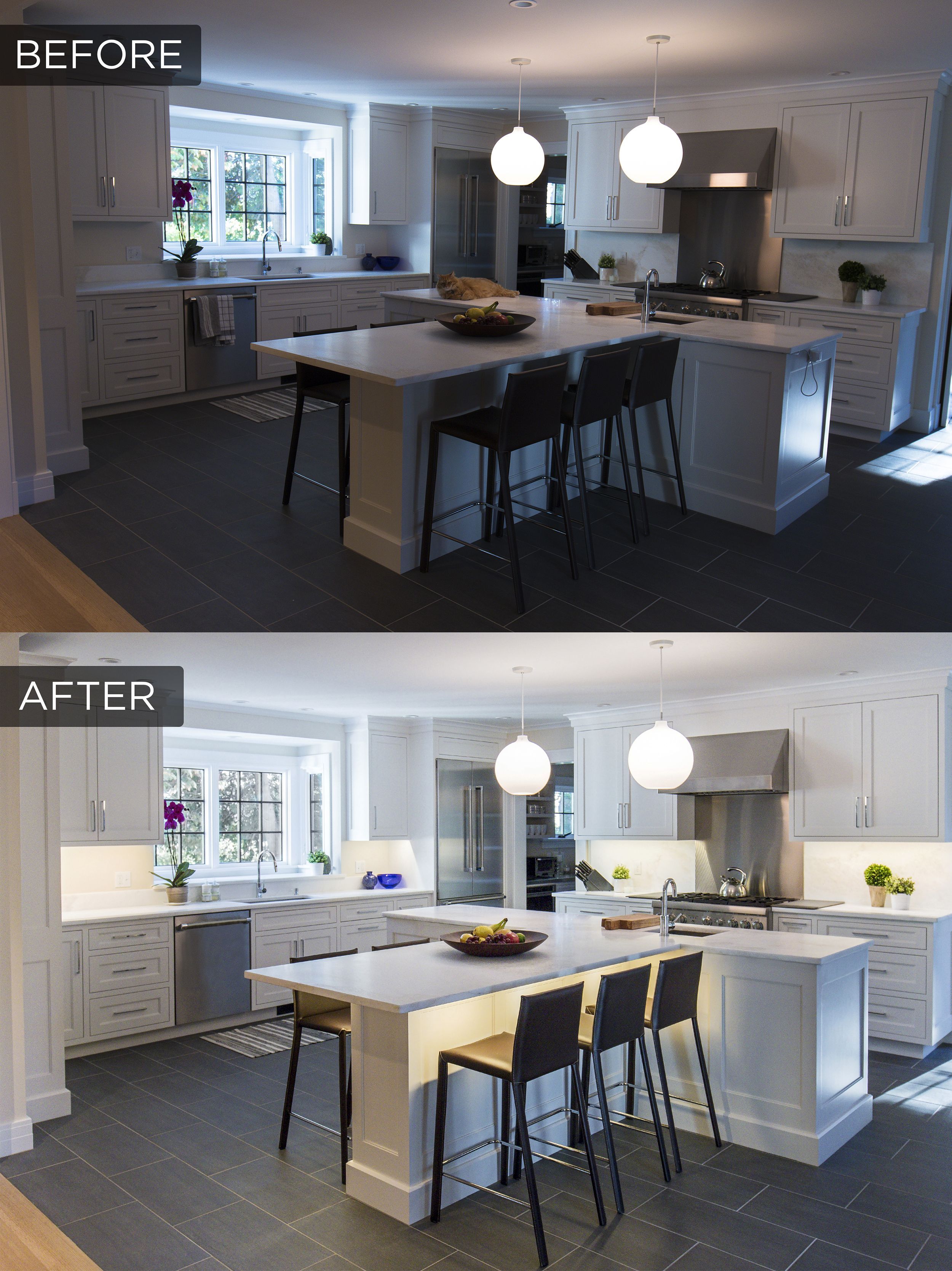 before and after of a kitchen