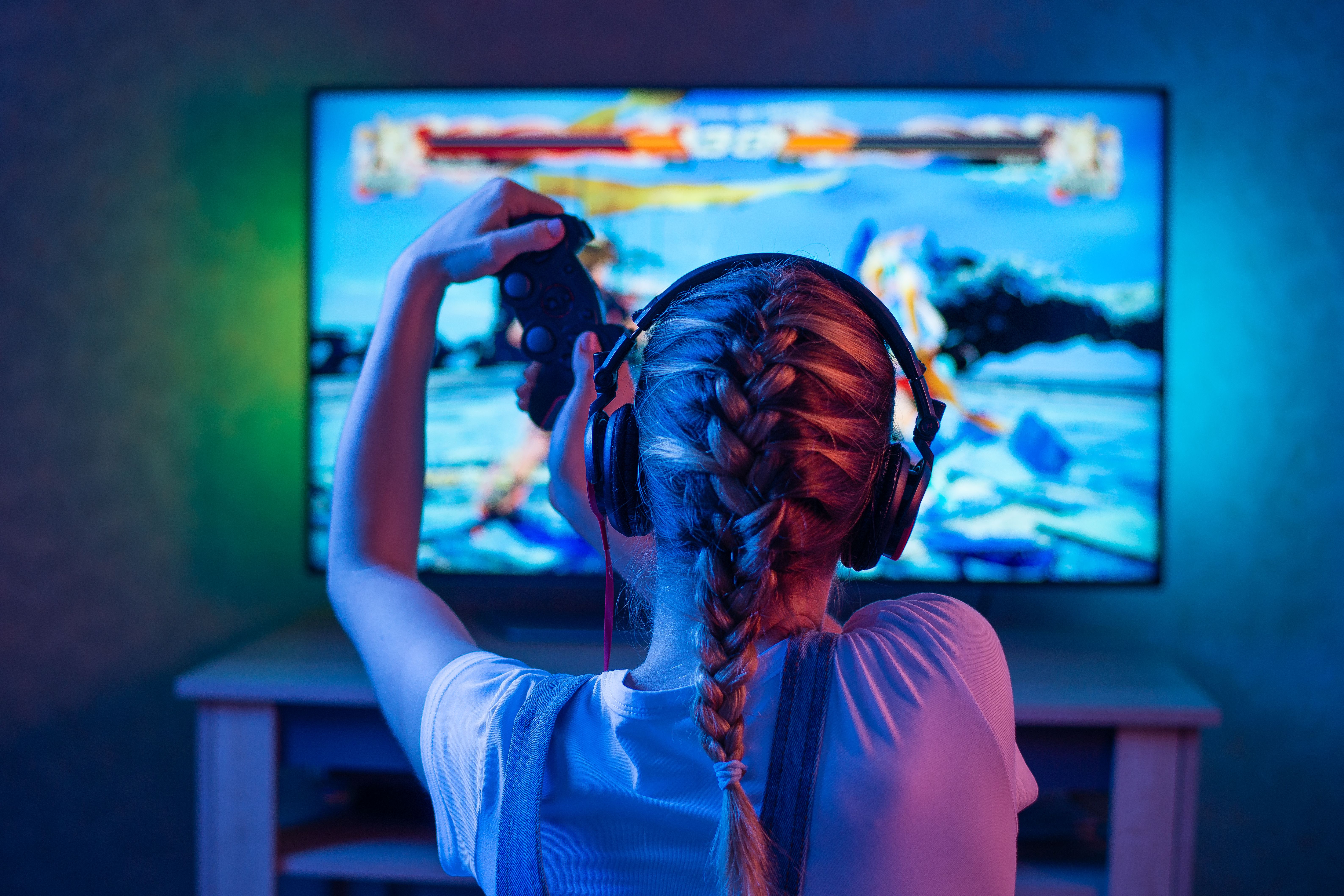 a girl playing video games