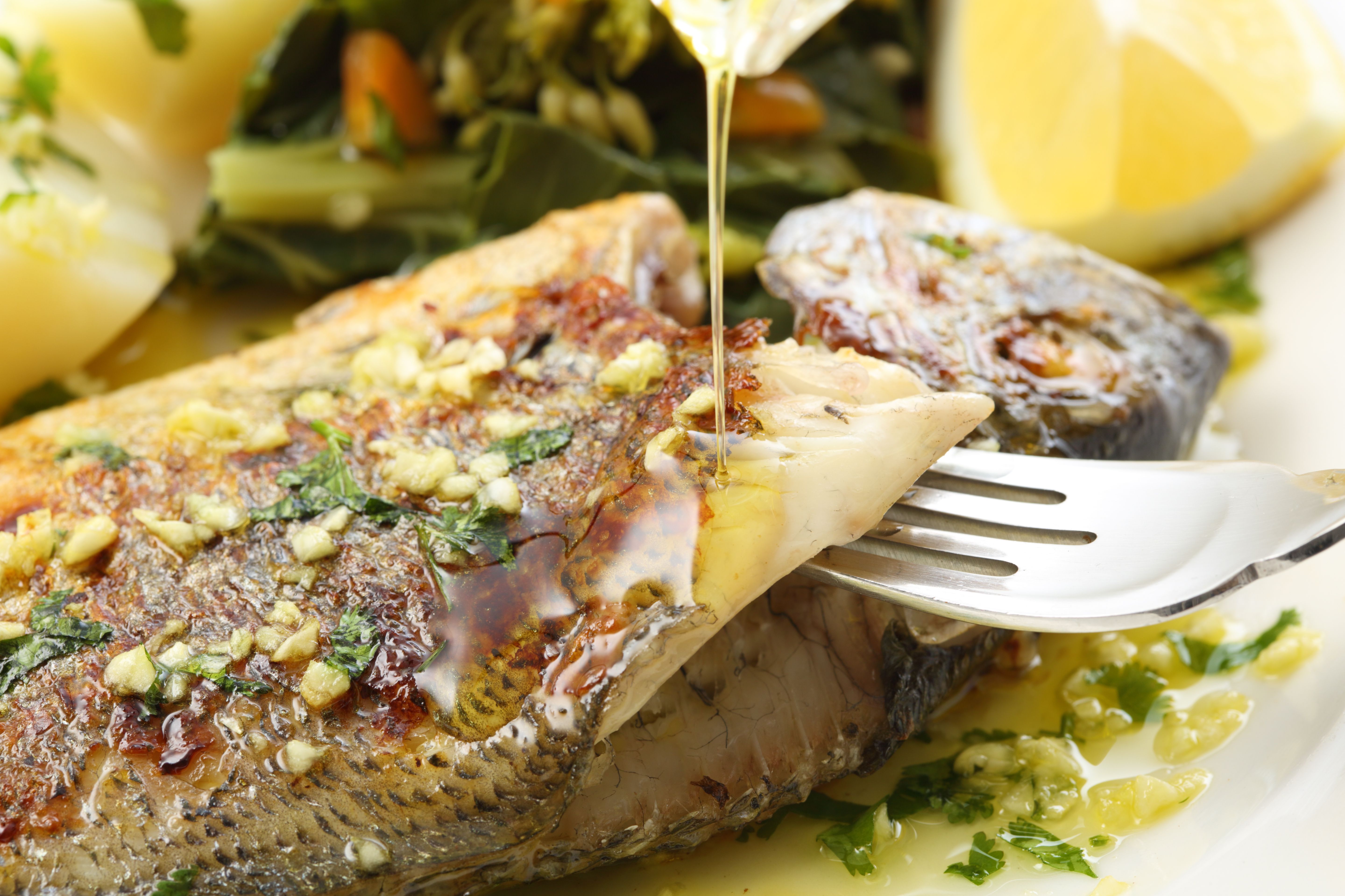 olive oil on fish