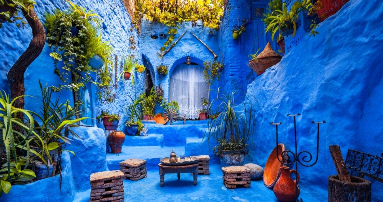 Medina azul da cidade de Chefchaouen em Marrocos