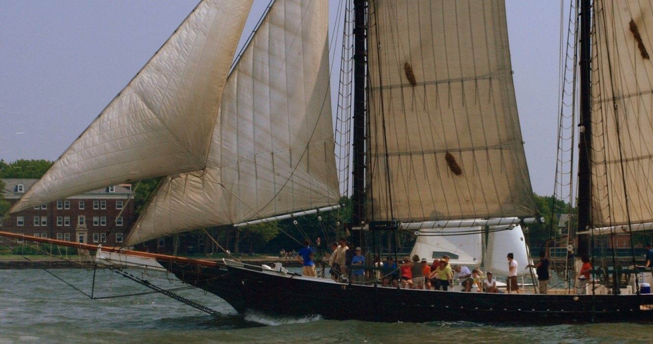 Pioneer schooner on Hudson River, New York