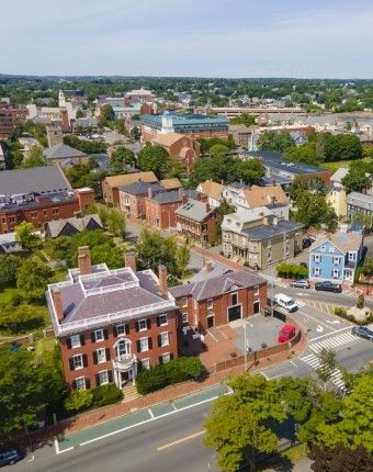 Aerial view of Salem historic city center, Salem, Massachusetts