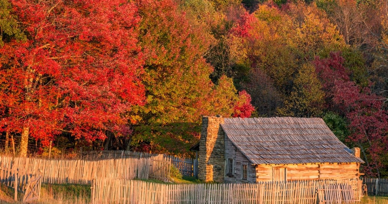 Autumn colors and old homestead, Cumberland Gap National Park