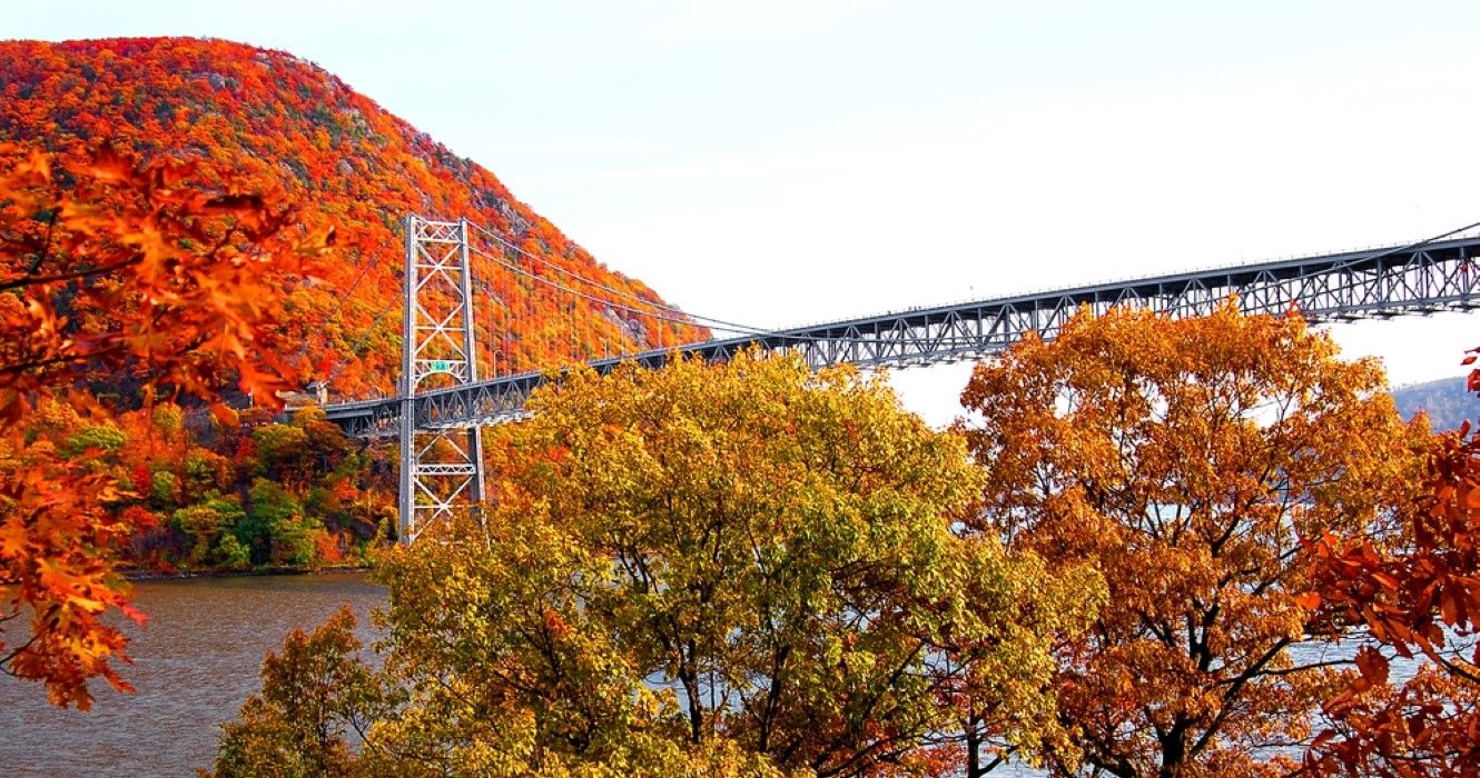 Bear mountain bridge in the fall