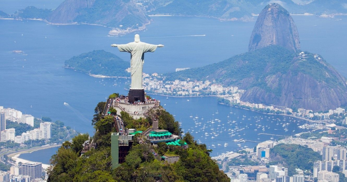 Christ Redeemer and Corcovado Mountain in Rio De Janeiro Brazil