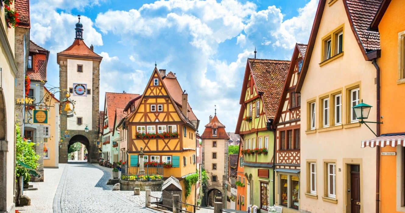 Famous historic town of Rothenburg ob der Tauber, Franconia, Germany