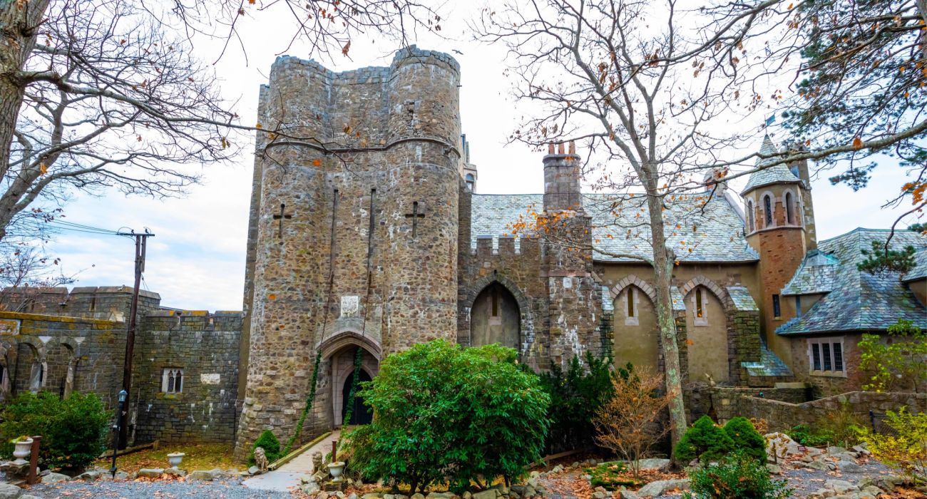 View of Hammond Castle in Gloucester, Massachusetts 