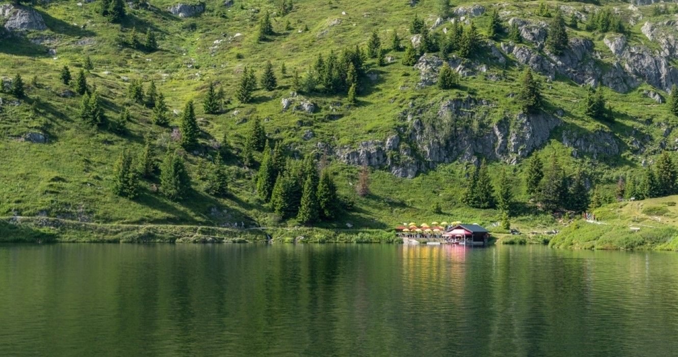 Lake Bettmersee in Bettmeralp, Switzerland
