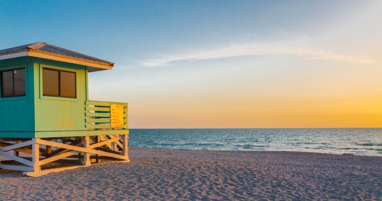 Lifeguard Tower in Venice Beach, Venice, one of the safest beach towns in Florida