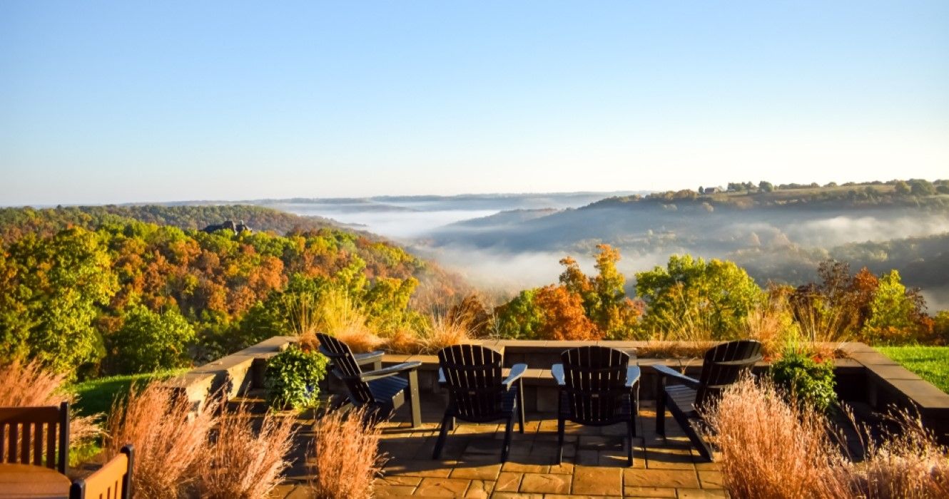 Ozarks valley with fall foliage