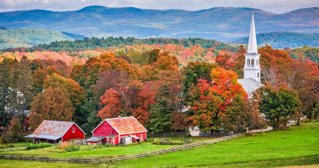 Peacham, a town in Caledonia County, Vermont in the fall
