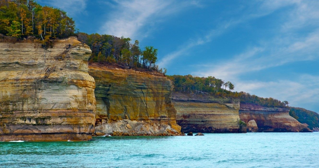 Pictured Rocks Cliffs National Lakeshore near Munising Michigan